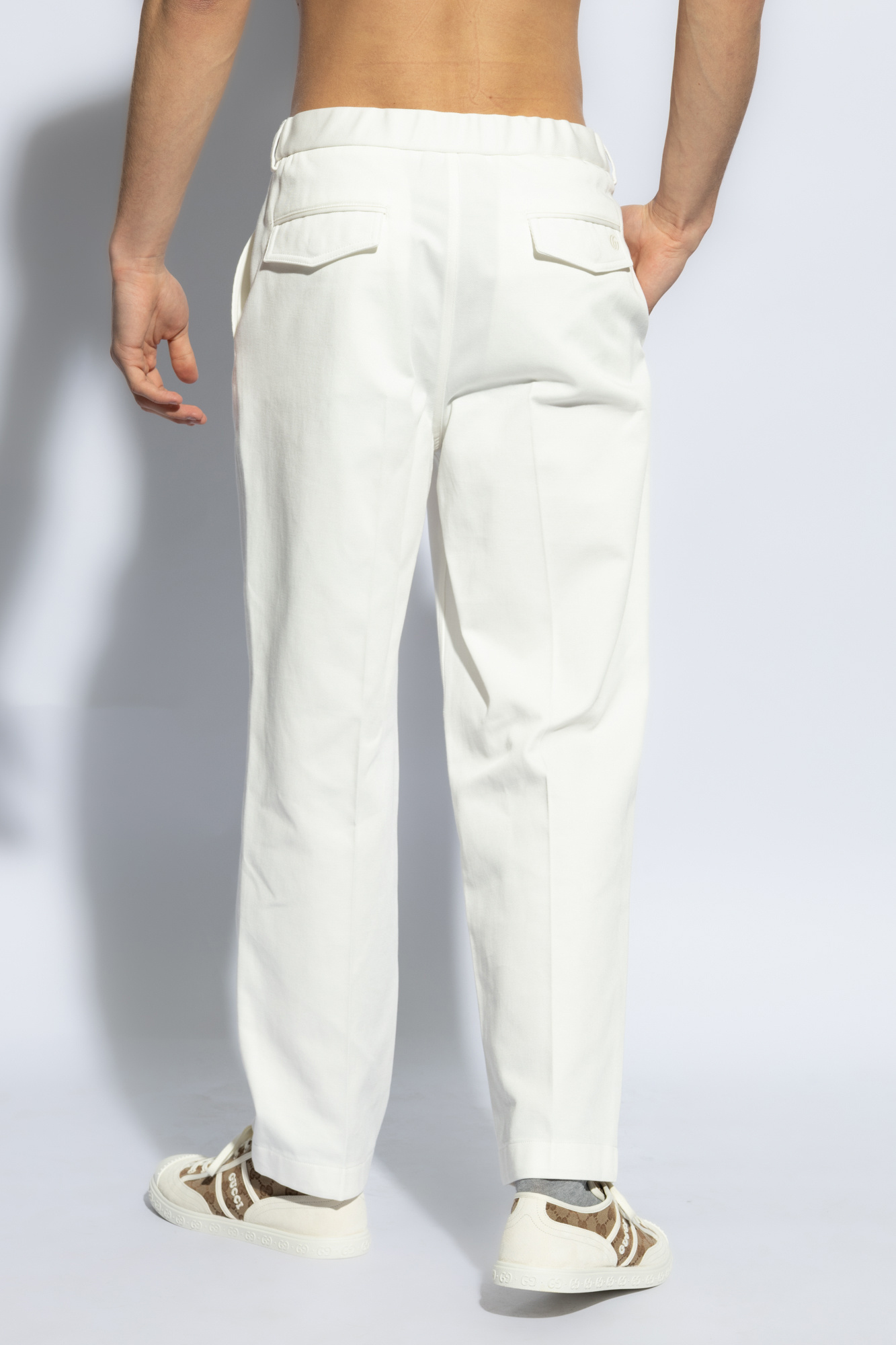 White Pleat front cotton trousers Gucci Vitkac Canada